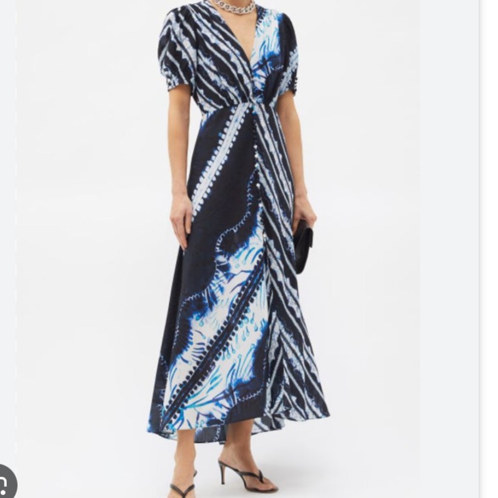 Saloni Lea Shibori Tye Dye Silk Dress EUC